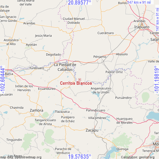 Cerritos Blancos on map