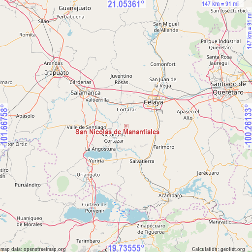 San Nicolás de Manantiales on map