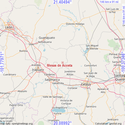Mesas de Acosta on map