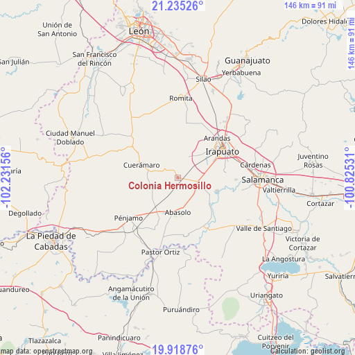 Colonia Hermosillo on map