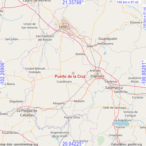 Puerto de la Cruz on map