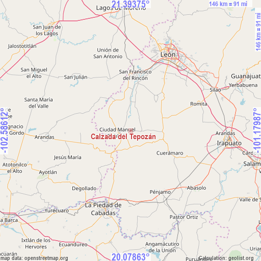 Calzada del Tepozán on map
