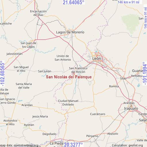 San Nicolás del Palenque on map