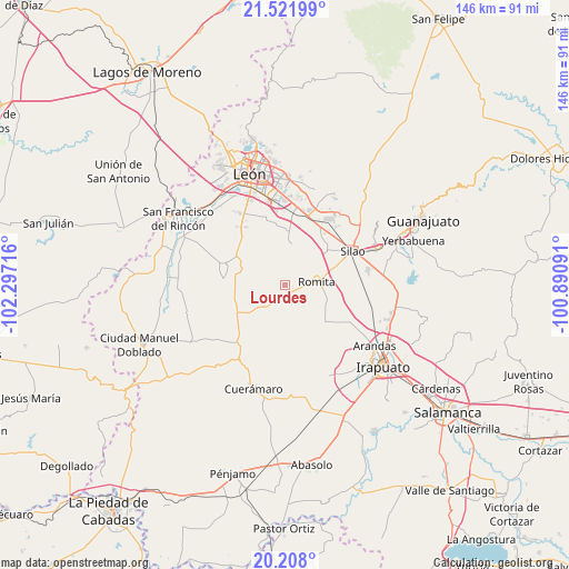 Lourdes on map