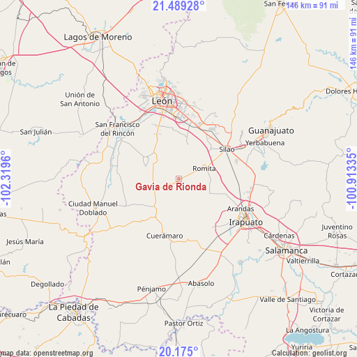 Gavia de Rionda on map