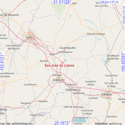 San José de Llanos on map