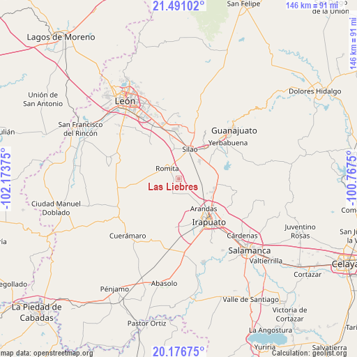 Las Liebres on map