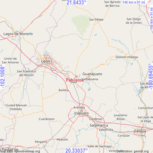 Pabileros on map