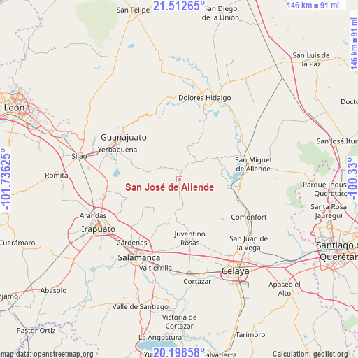 San José de Allende on map
