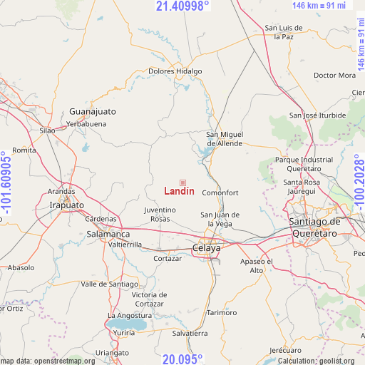 Landín on map