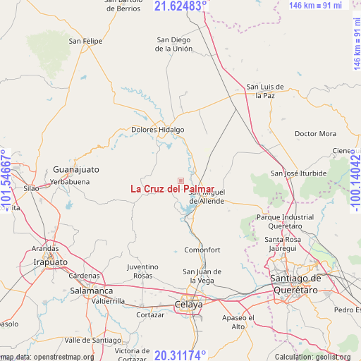 La Cruz del Palmar on map