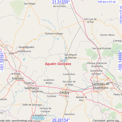 Agustín González on map