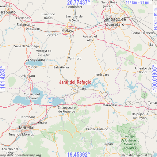 Jaral del Refugio on map