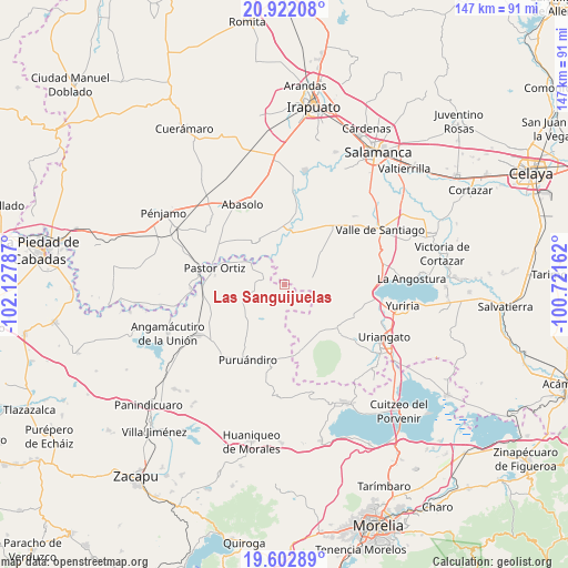 Las Sanguijuelas on map