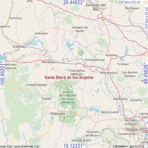 Santa María de los Ángeles on map