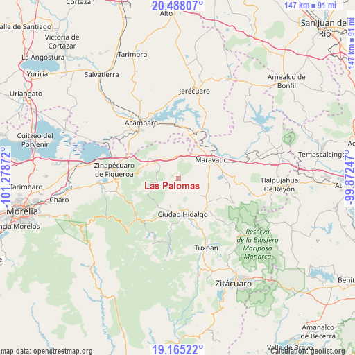 Las Palomas on map