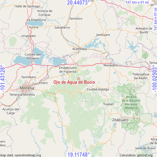 Ojo de Agua de Bucio on map