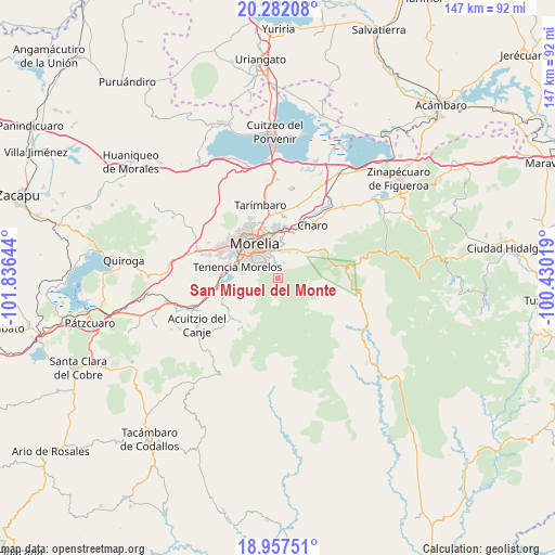 San Miguel del Monte on map