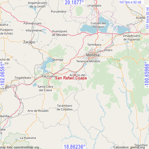 San Rafael Coapa on map