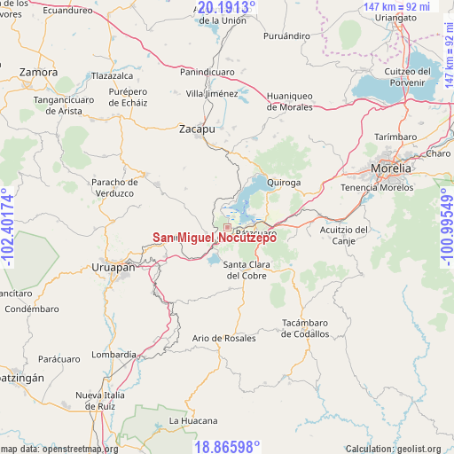 San Miguel Nocutzepo on map