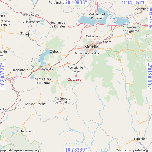 Cutzaro on map