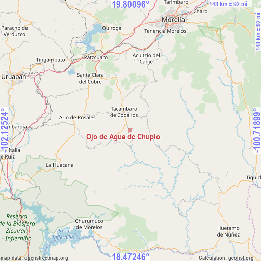 Ojo de Agua de Chupio on map