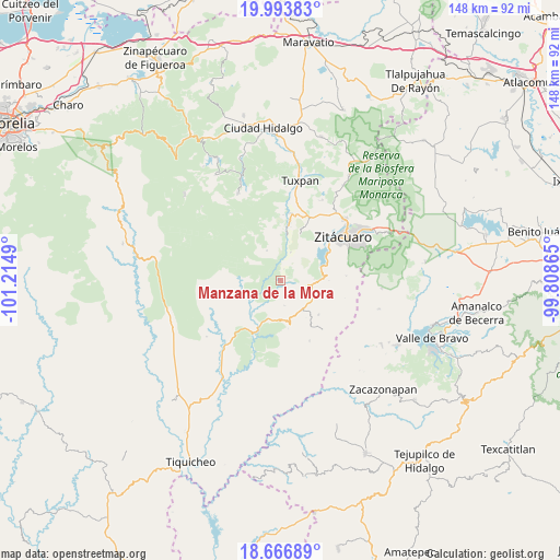 Manzana de la Mora on map