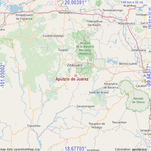 Aputzio de Juárez on map