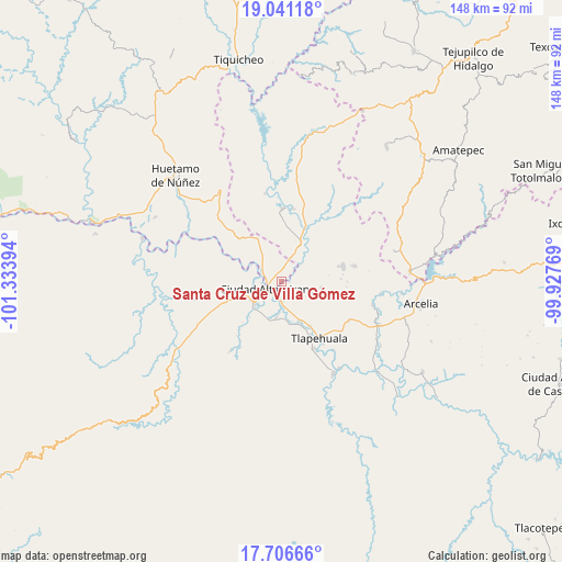 Santa Cruz de Villa Gómez on map