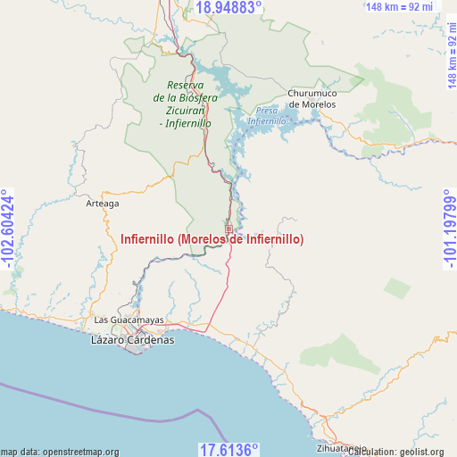 Infiernillo (Morelos de Infiernillo) on map