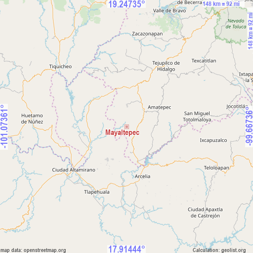 Mayaltepec on map