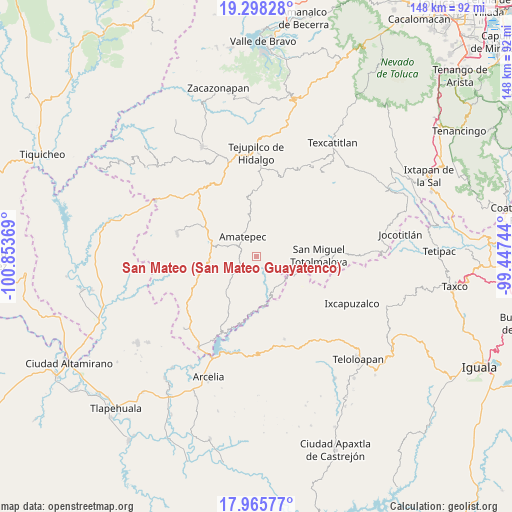 San Mateo (San Mateo Guayatenco) on map