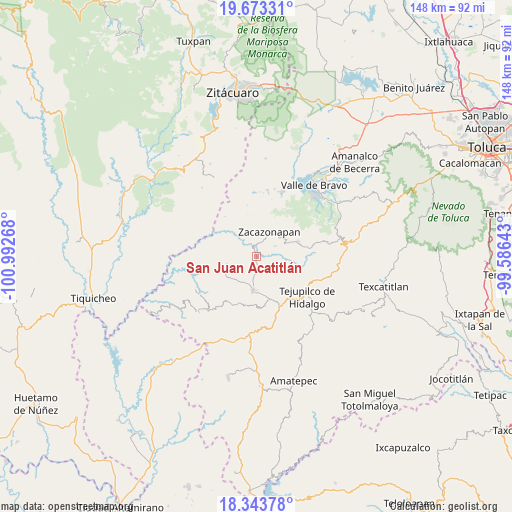 San Juan Acatitlán on map