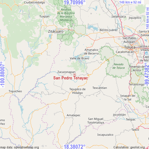 San Pedro Tenayac on map
