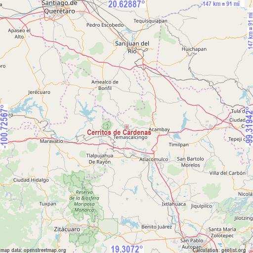 Cerritos de Cárdenas on map