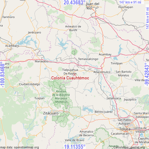 Colonia Cuauhtémoc on map