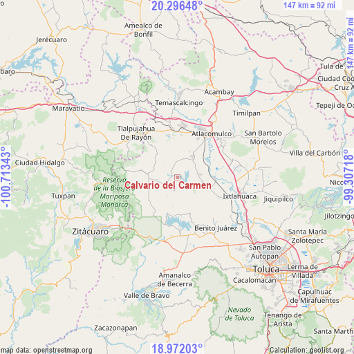 Calvario del Carmen on map