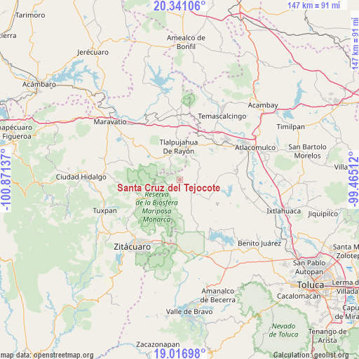 Santa Cruz del Tejocote on map