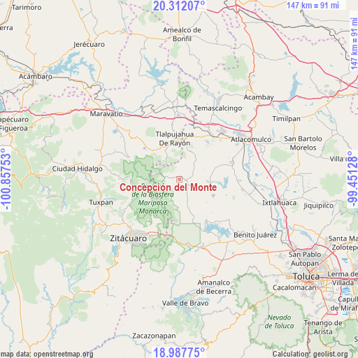 Concepción del Monte on map