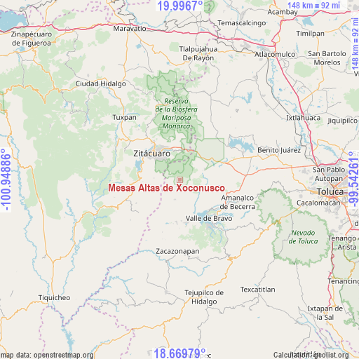 Mesas Altas de Xoconusco on map