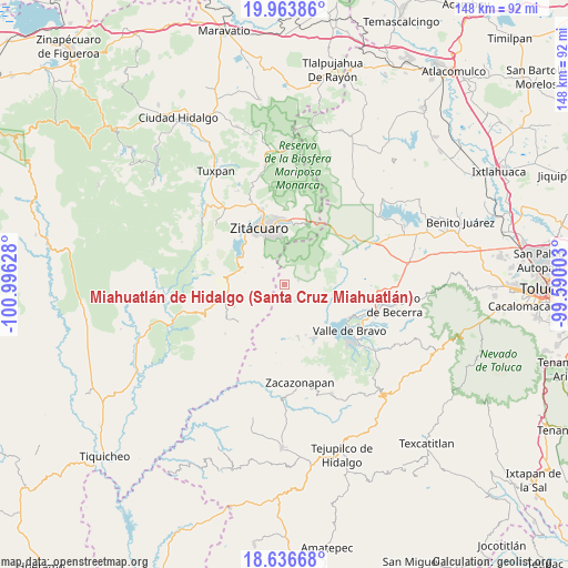 Miahuatlán de Hidalgo (Santa Cruz Miahuatlán) on map