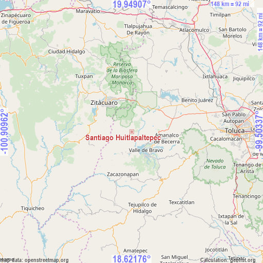 Santiago Huitlapaltepec on map
