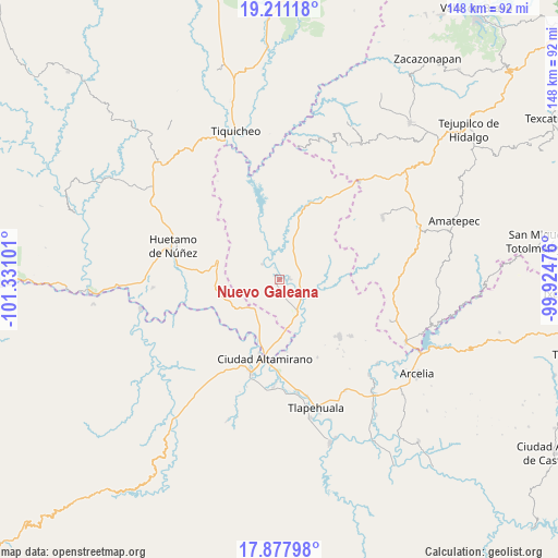 Nuevo Galeana on map
