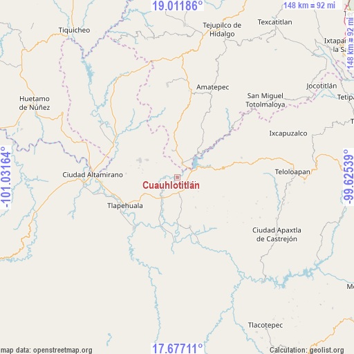 Cuauhlotitlán on map