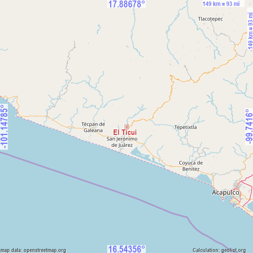 El Ticui on map