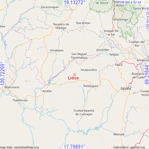 Lídice on map