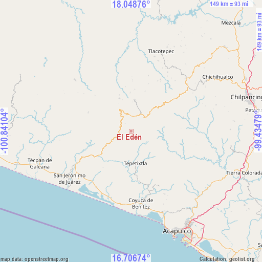 El Edén on map