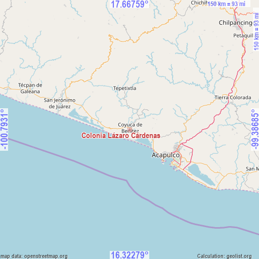 Colonia Lázaro Cárdenas on map