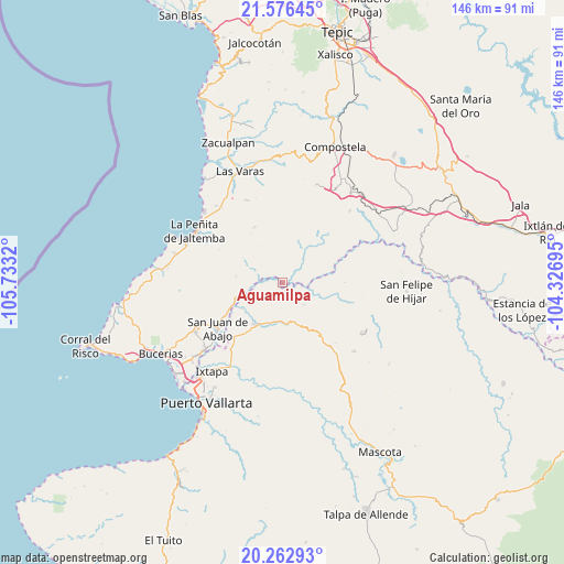 Aguamilpa on map