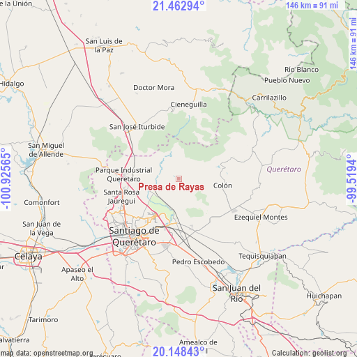Presa de Rayas on map